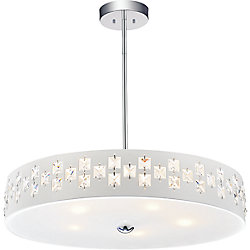Stellar 19 inch 5 Light Chandeliers with White Finish