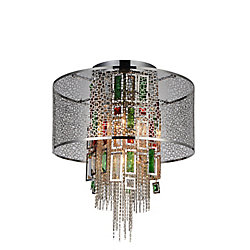 Stained 18 inch 5 Light Flush Mount with Chrome Finish