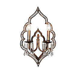 Seine 14 inch 2 Light Wall Sconce with Champagne Finish and Clear Crystals