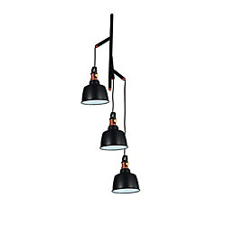 Tower Bell 23 inch 3 Light Chandelier with Black Finish