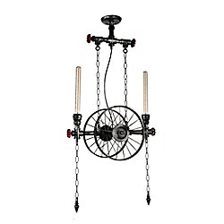 Rio 12 inch 2 Light Chandelier with Gray Finish