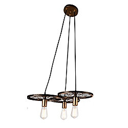Ravi 25 inch 3 Light Chandelier with Black and Gold Finish