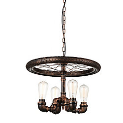 Union 20 inch 4 Light Chandelier with Blackened Copper Finish