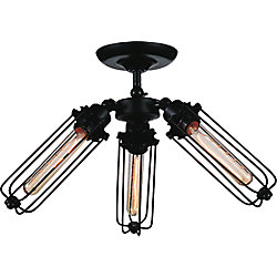 Benji 23 inch 3 Light Flush Mount with Black Finish