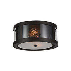 Souris 14 inch 2 Light Flush Mount with Reddish Brown Finish