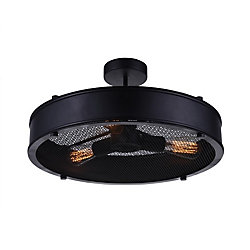 Tigris 16 inch 3 Light Flush Mount with Black Finish