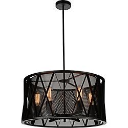 Tapedia 20 inch 4 Light Chandelier with Black Finish