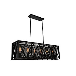 Tapedia 41 inch 6 Light Chandelier with Black Finish