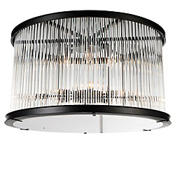 Mira 20 inch 6 Light Flush Mount with Black Finish and Clear Crystals