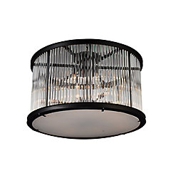 Mira 32 inch 12 Light Flush Mount with Black Finish and Clear Crystals