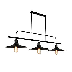 Brave 46 inch 3 Light Chandelier with Black Finish