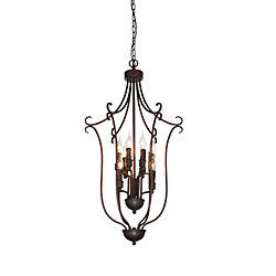 Maddy 19-inch 9-Light Chandelier with Rubbed Brown Finish