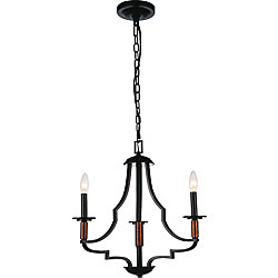 Scarlet 20 inch 3 Light Chandelier with Black Finish