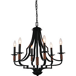Scarlet 24 inch 6 Light Chandelier with Black Finish