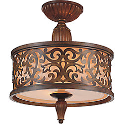 Nicole 14 inch 3 Light Flush Mount with Brushed Chocolate Finish