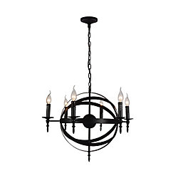 Troy 25 inch 6 Light Chandelier with Black Finish