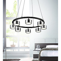 Trail 20 inch LED Chandelier with Black + Chrome Finish