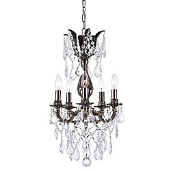 Brass 14 inch 5 Light Mini Pendant with Antique Brass Finish
