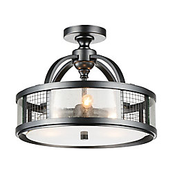 Quinn 15 inch 3 Light Flush Mount with Gray Finish