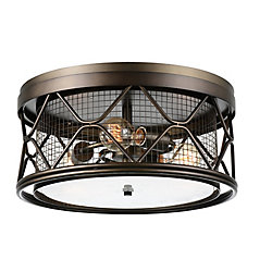 Kali 16 inch 3 Light Flush Mount with Light Brown Finish