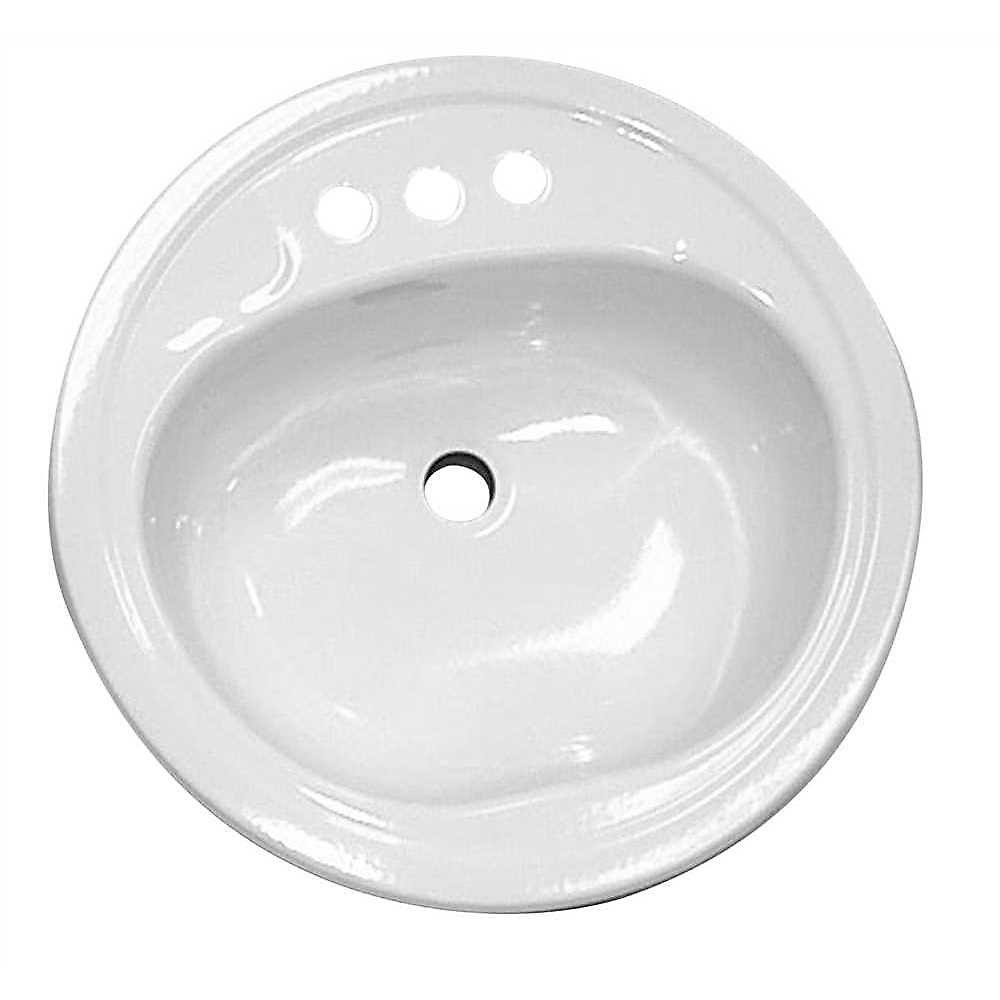 Bathroom Sink Steel Round White 19 Inch