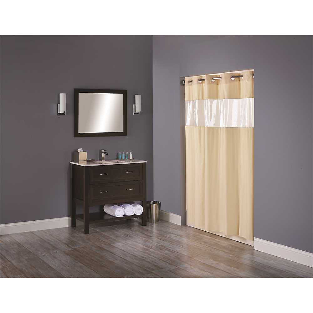 Shower Curtain With Clear Window Beige