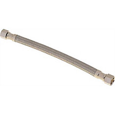 Bathroom Faucet Water Connector Supply Line, 3/8 In. Compression X 3/8 In. Compression X 9 In. Long, Stainless Steel