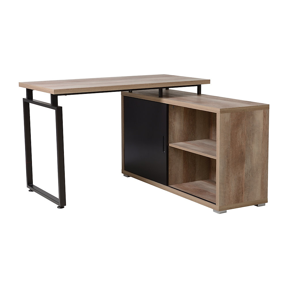 L Shaped Desk With Sliding Door Bookcase