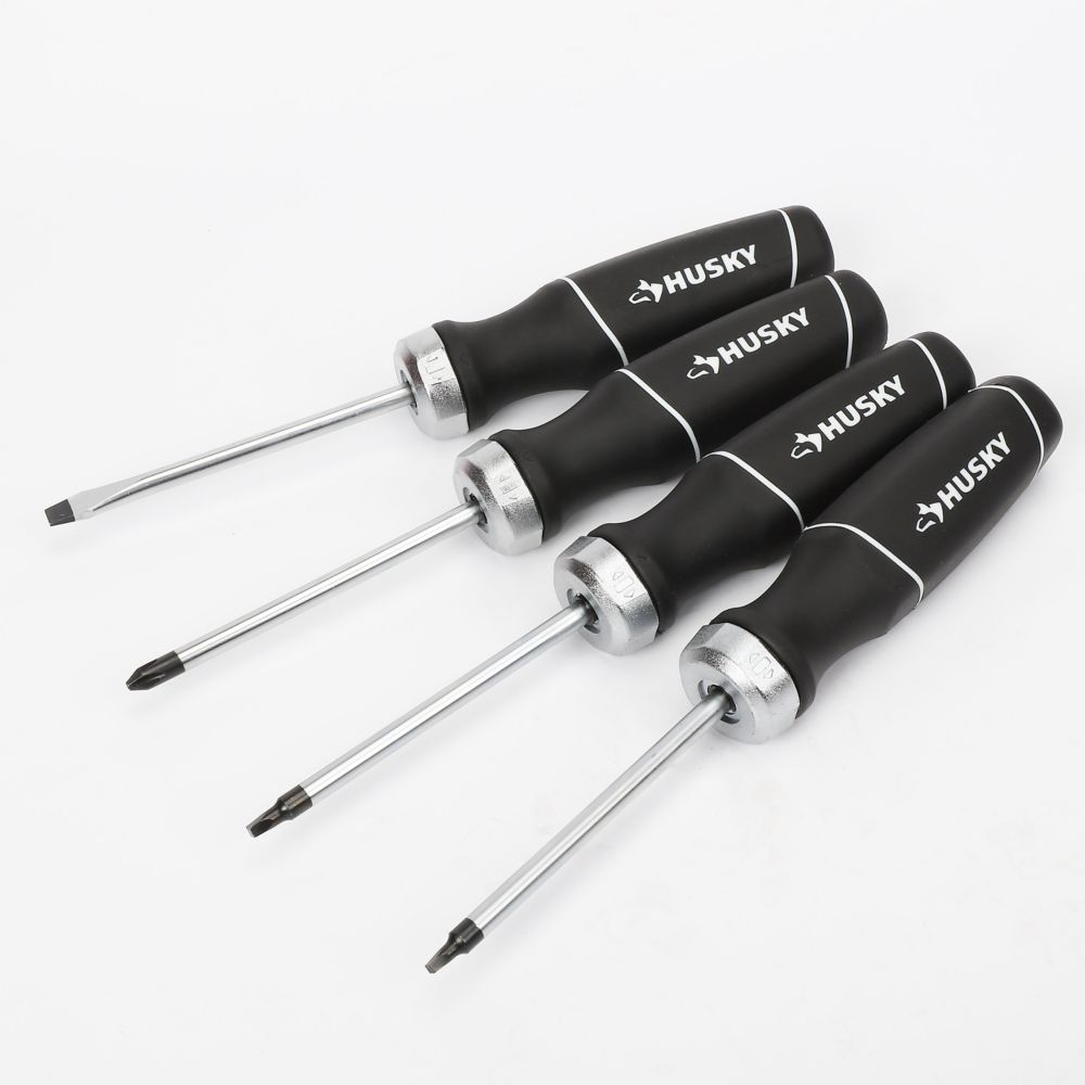 HUSKY 4Piece Gear Drive Ratcheting Screwdriver Set The Home Depot Canada