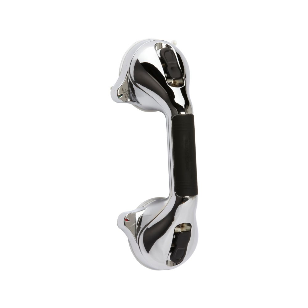 Chrome HealthSmart Suction Cup Grab Bar with Germ Protection 12 Inches