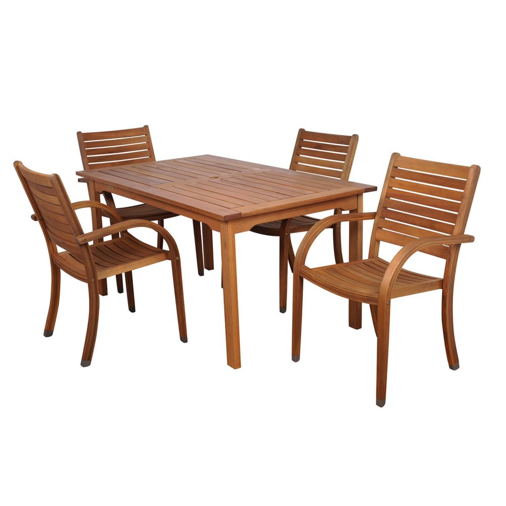 Patio Plus Indo 9Piece Rectangular Patio Dining Set in Canvas The