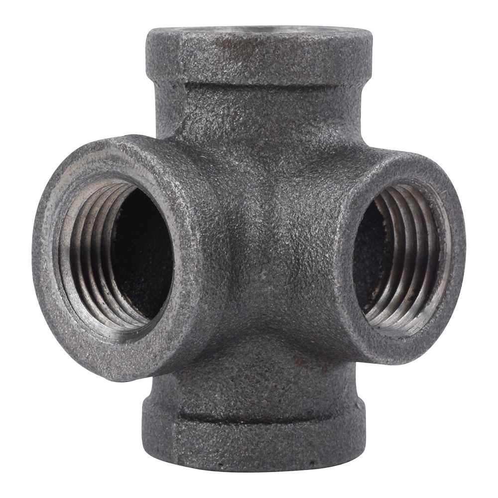 STZ Fitting Black Iron 4Way Tee 1/2 inch The Home Depot Canada