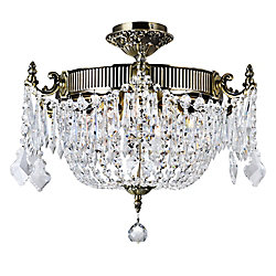 Brass 22 inch 6 Light Flush Mount with Antique Brass Finish