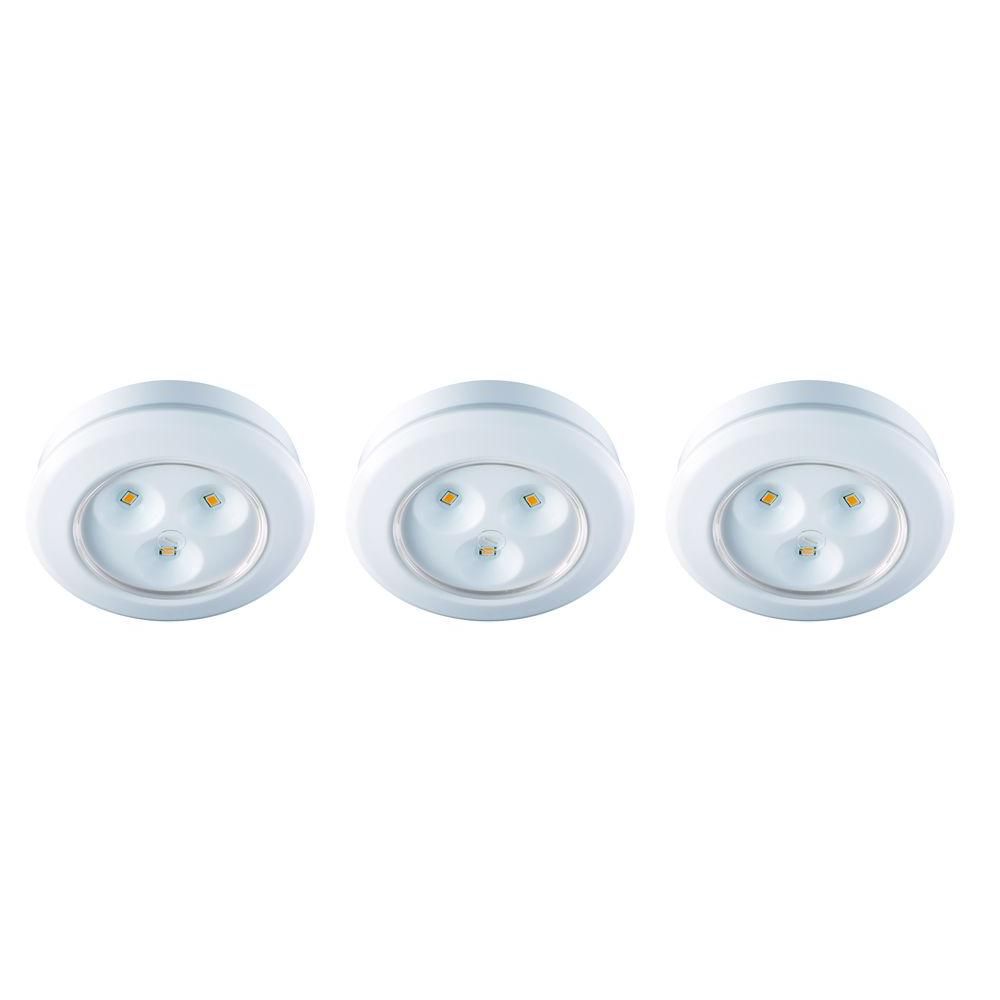Commercial Electric 2.99inch LED White Battery Operated Puck Light (3