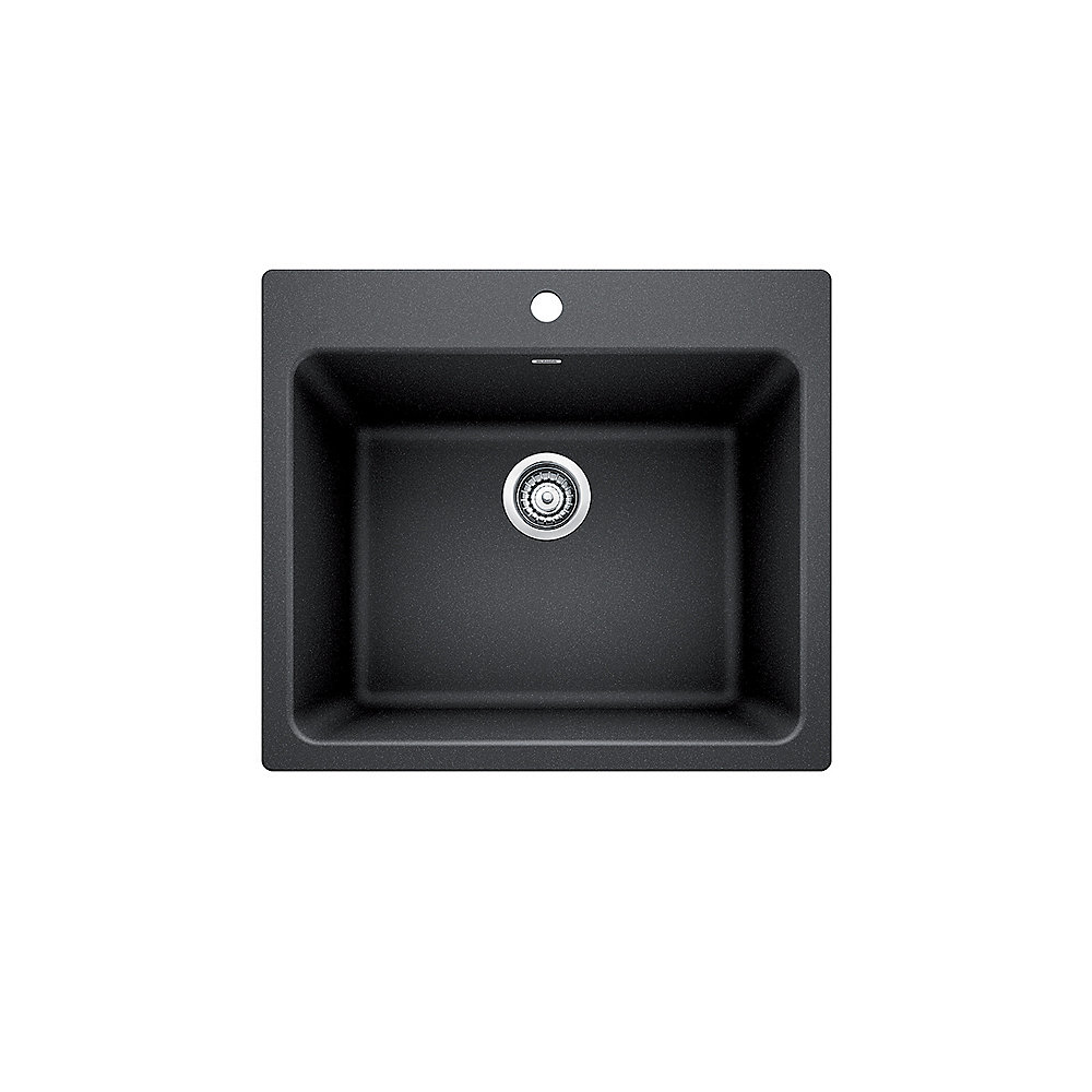 Liven Laundry Sink 12 Inch Deep Single Bowl Dual Mount Anthracite Silgranit Granite Composite