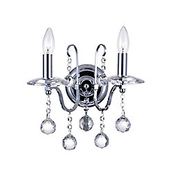 Valentina 9 inch 2 Light Wall Sconce with Chrome Finish