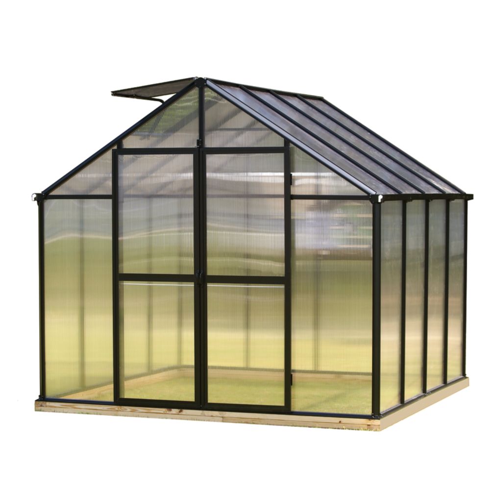 Monticello 8 ft. X 8 ft. Black Greenhouse Premium Package The Home