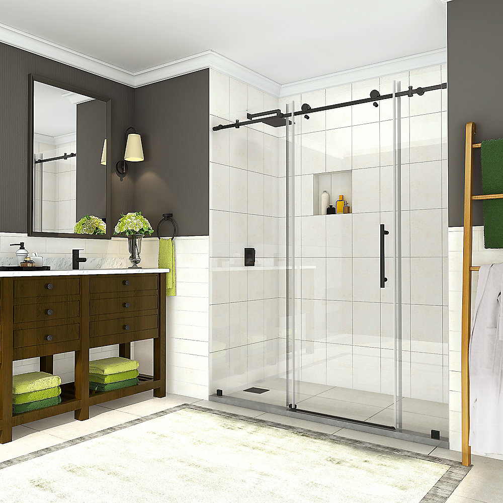 Aston Cine 68 Inch To 72 X 76 Frameless Sliding Shower Aston Cine 68 Inch To 72 X 76 Frameless Sliding Shower Door In Oil Rubbed Bronze