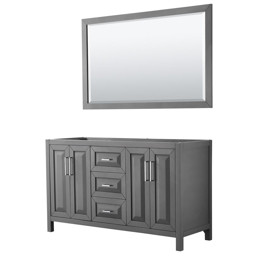 Daria 60 Inch Double Vanity In Dark Gray No Top No Sink 58 Inch Mirror
