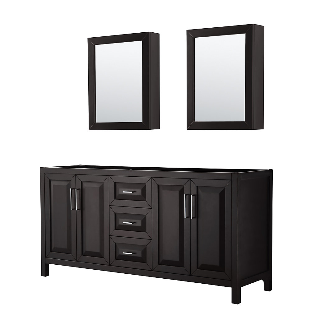 Daria 72 Inch Double Vanity In Dark Espresso No Top Sink Medicine Cabinets