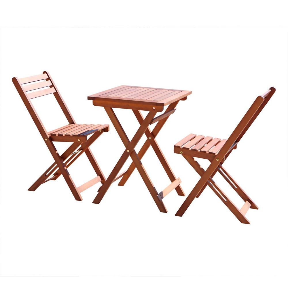 Vifah Malibu Ensemble de bistro en bois 3 pièces Patio Home Depot Canada