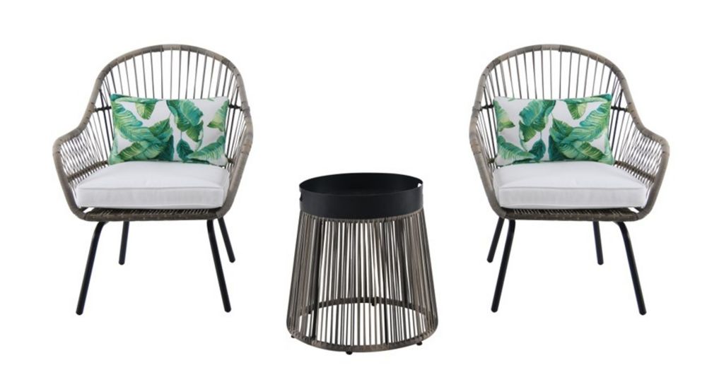 Hampton Bay Tyler Steel Wicker 3 Piece Patio Chat Set With Metal