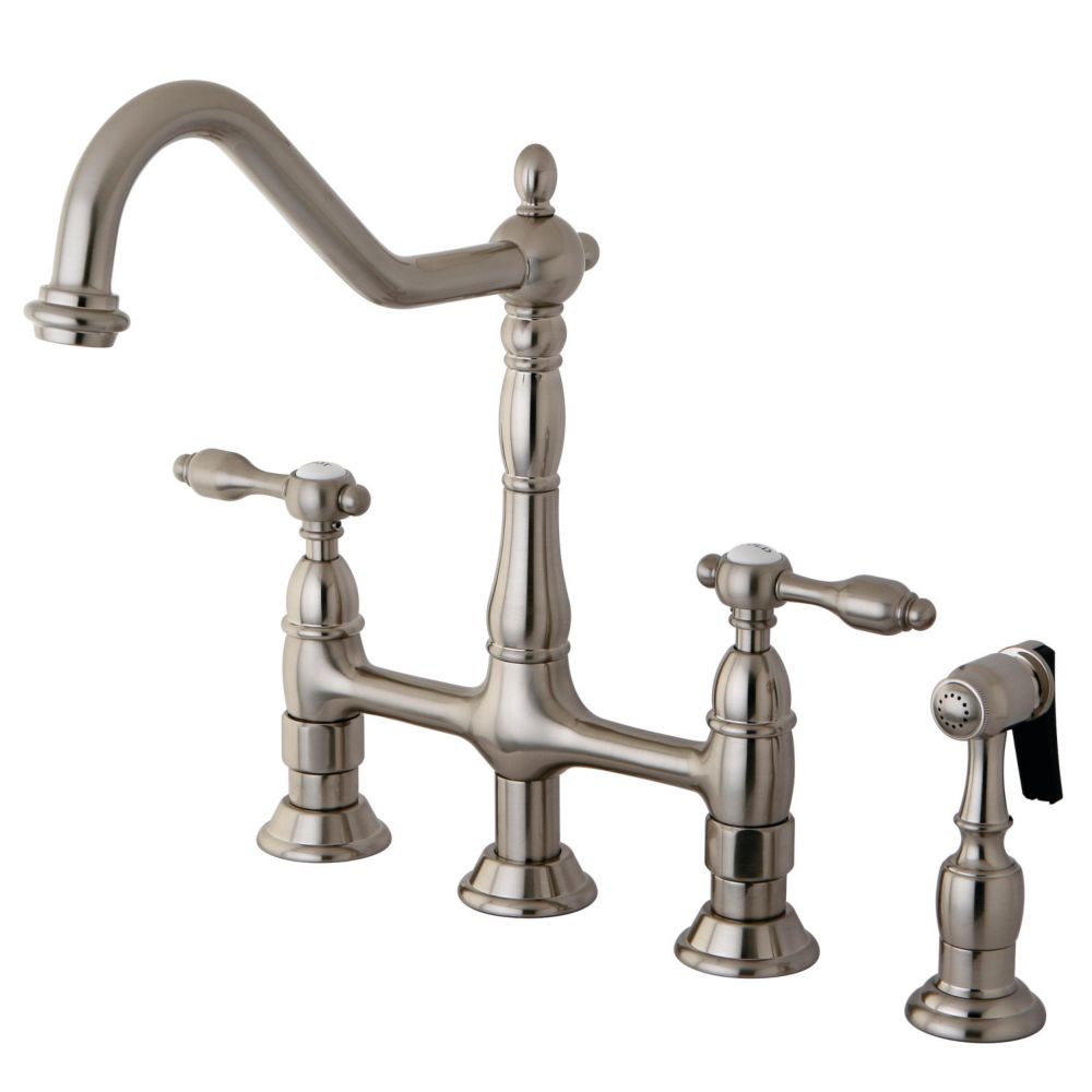 Kingston Brass Victorian 2-Handle Bridge Kitchen Faucet with Side ...