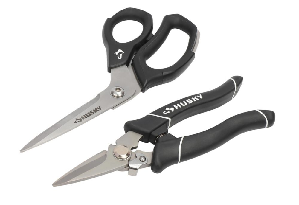 Husky 8-inch Utility Shears and 8-inch Pro Scissors Set | The Home ...