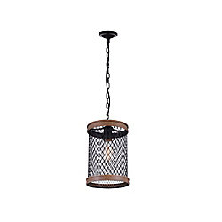 Torres 8-inch 1 Light Pendant with Black Finish