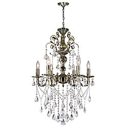 Brass 24-inch 6 Light Chandelier with Antique Brass Finish