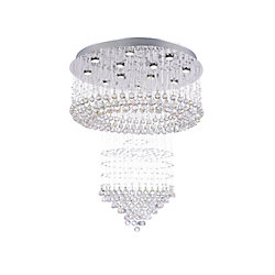 Waterfall 32-inch 12 Light Flush Mount with Chrome Finish