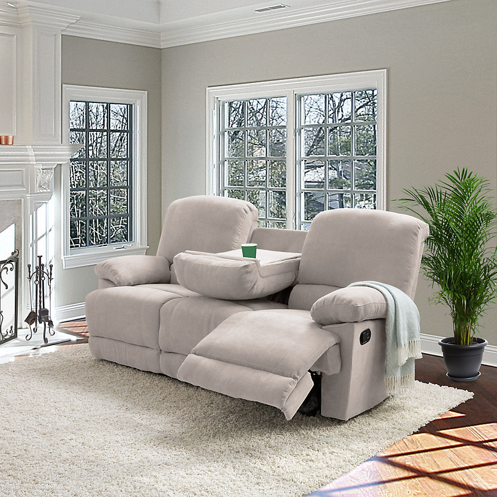 Lea Beige Chenille Fabric Reclining Sofa