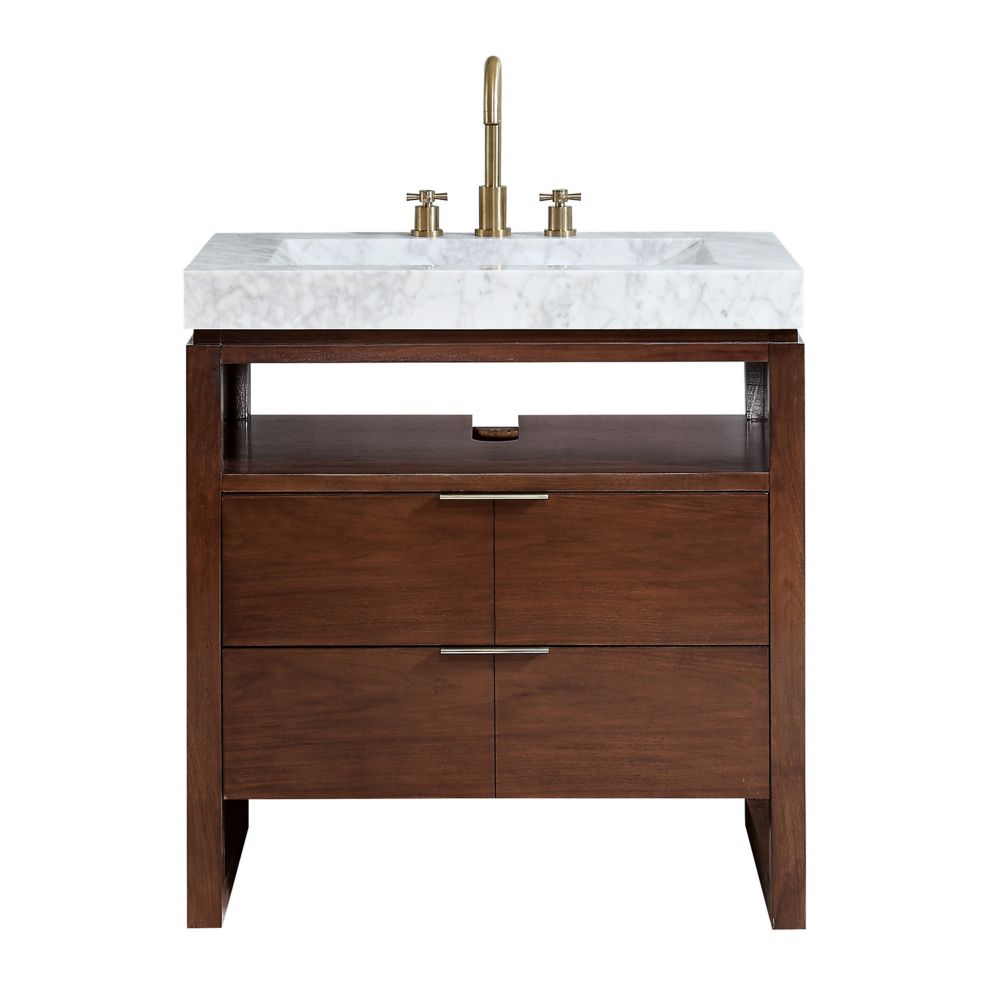 Avanity Giselle 33 Inch Vanity In Natural Walnut With Integrated
