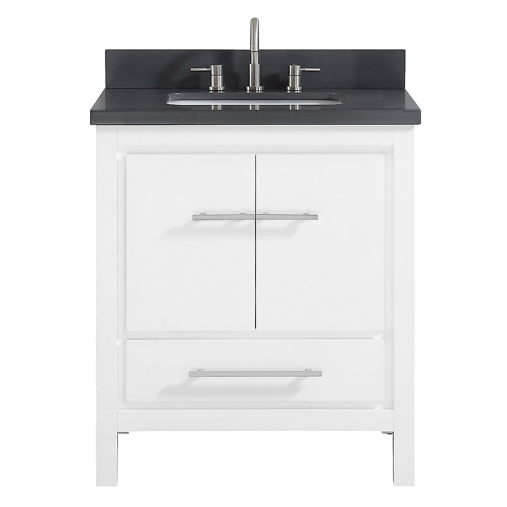 Riley 31 Inch Vanity Combo In White With Gray Quartz Top
